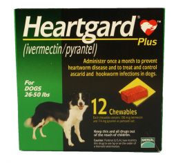 12 MONTH Heartgard Plus Green for Dogs 26-50 lbs