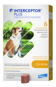 Interceptor Plus For Dogs 25-50 lbs 6 MONTH