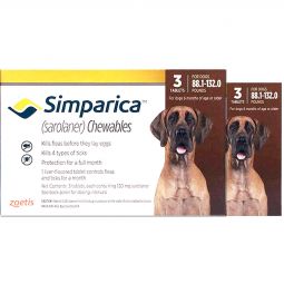 Simparica Chewable For Dogs 88.1-132 lbs 6 TABLETS